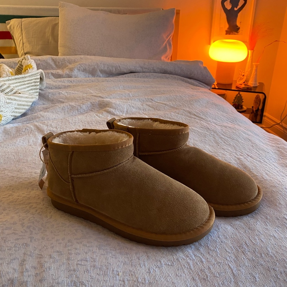 Genuine Suede Shortie Lined Boots - Size 10W